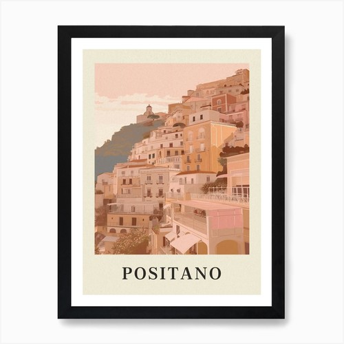 Poster positano vintage rosa - poster,