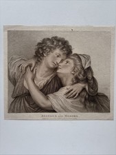 1787 Bartolozzi Incisione 'Angelica e Medora' Scena Romantica Neoclassica