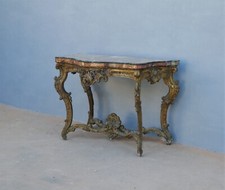 Antica console romana a mecca con marmo lastronato, primi '700