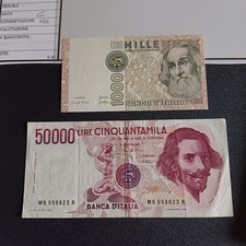 Vecchie Banconote Italiane Da Collezione 50 000 Lire I Tipo+ 1000 Lire Lotto Z12