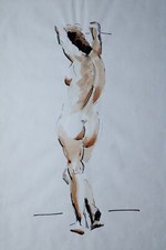 Nudo di donna colorato | acquerello di Anton Schumich, artista austriaco