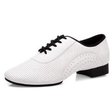 Mens White Perforated Round
