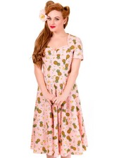 Abito donna Banned rockabilly rockabella rosa ananas tiki abito sottoveste 5000