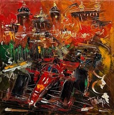 Montecarlo 2022 Francesco Toraldo Opera UNICA Quadro Dipinto ad OLIO Ferrari 40c