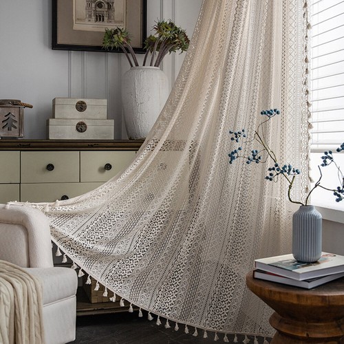 Tende all uncinetto - nappa, boho
