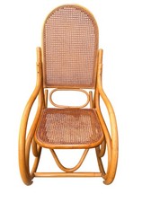 Sedia A Dondolo Stile Thonet" Anni '70 Vintage In Bambù Curvato