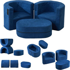 Poltrona Sedia Letto per Bambini, Set 3 Pezzi Con Tavolo, Spugna Ad Alta Densità