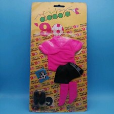 VINTAGE DOLL Completino rosa nero Italia 90 Team OUTFIT DRESS Sport Diadora