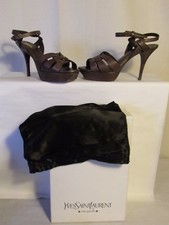 escarpins YVES SAINT LAURENT modèle Tribute  cuir marron/taupe 38