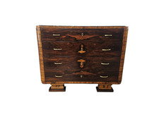 Comò Art Decò in mogano | Cassettone anni '40 in piuma di mogano | Comò antico