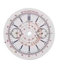 Quadrante vintage marca INVAR per cronografo da polso, 1920 circa, in porcellana