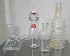 Lotto 4 bottiglie In vetro Vintage Bottiglia Usate 