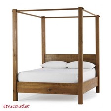 LETTO ETNICO A BALDACCHINO CON DOGHE IN LEGNO MASSELLO Letti etnici 