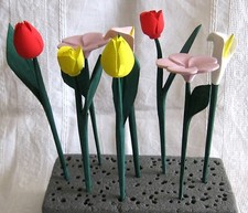 12 fiori misti colorati in legno