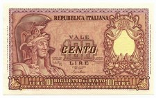 100 LIRE BIGLIETTO DI STATO ITALIA ELMATA BOLAFFI 31/12/1951 qFDS