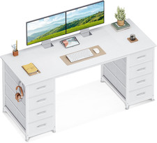 Scrivania Con 8 Cassetti in Tessuto, 140X48Cm Scrivania per Computer Con Portacu