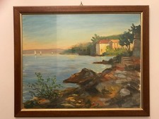 Dipinto Olio su cartoncino 40 X 50 cm Quadro firmato Di Grande pezzo unico