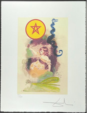 Salvador Dali Valet Of Pentacles 50 X 65 CM Firmato Lithograph Limited