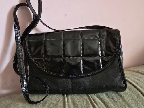 Borsa pelle nera - nera, lucida