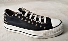 Converse Nere Basse all star personalizzate con Borchie N41