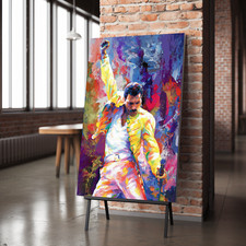 STAMPA SU TELA - PRONTA DA APPENDERE - WALL ART - FREDDIE MERCURY - VERTICALE - ARTE