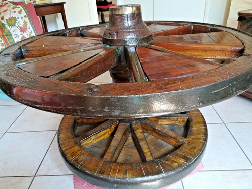 Tavolino ruota rustico ideale - ruota,
