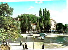 1968 FIAT 600 + PULMINO  CARTOLINA LUBIANA in SLOVENIA VIAGGIATA