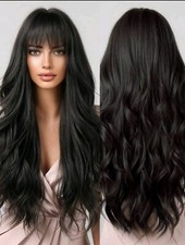 Parrucca Nera Lunga, Parrucca Nera Lunga Con Onde , Parrucca Nera Mossa