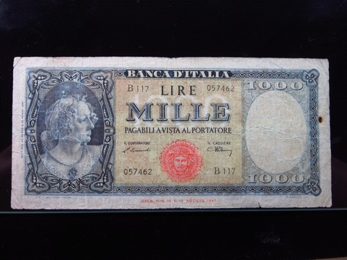 Italy 1000 lire 1947 aug - aug, 14