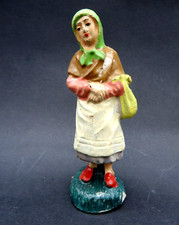 STATUINA DEL PRESEPE IN PASTA - CONTADINA CON BORSA GIALLA -