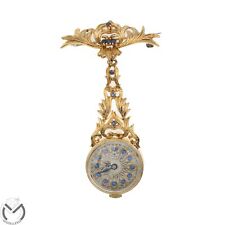 Orologio da tasca monachina RONDINE Spilla Oro 18 kt 750 topazi carica manual...