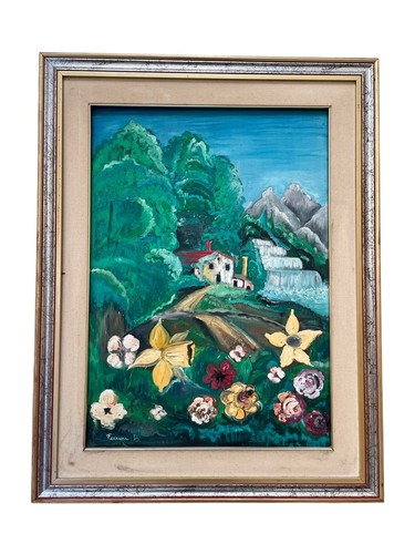 Dipinto firmato con paesaggio - dipinto,