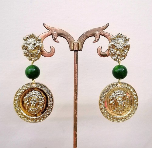 Orecchini leone giada verde - leone, e