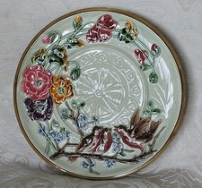 Antico caricatore Schutz Blansko maiolica austriaca uccellini e fiori piatto