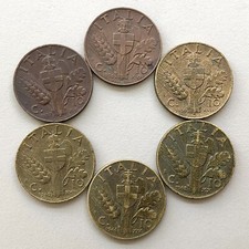 Lotto 6 monete 10 CENT. LIRA 1937 1938 1939 1940 1941 1942 - Lot 6 coins Italian