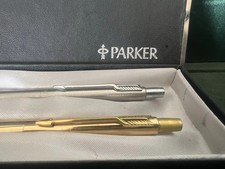 🔴 PARKER penne sfera Imperial classic dorata e cromata scrivono con astuccio 2
