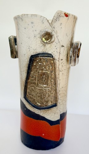 Vaso smaltato raku - vaso, ceramica