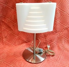 Lampada  Abatjour da Comodino Tavolo Luce pe Scrivania Sala Vetro Bianca Acciaio