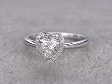 Certified Natural 2ct VS1 Heart White Diamond Solitaire Ring 925 Silver Jewelry