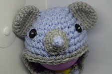 Cappellino orsetto celeste grigio neonato  berretto bambino uncinetto lana baby