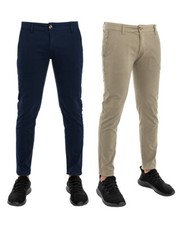 Pantalone Uomo Tinta Unita Tasca America Chino Slim Cotone Elastico Basic GIOSAL