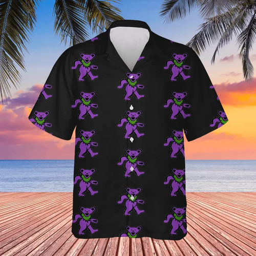 Camicia hawaiana viola orsi