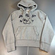 Felpa con cappuccio vintage Y2K Abercrombie & Fitch grande grigia pesante invecchiato Bulldog NY