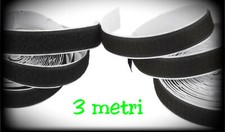 3 METRI VELCRO ADESIVO da 2 cm completo maschio+femmina NERO - hook and loop