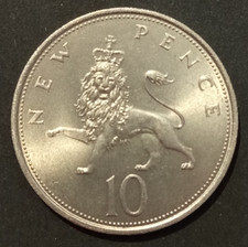 REGNO UNITO 10 NEW PENCE 1968