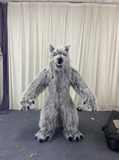 Mascotte Lupo Gonfiabile 2,20 H Costume Professionale Con Batteria