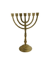 Candelabro Menorah in ottone lucido 7 bracci ebraico