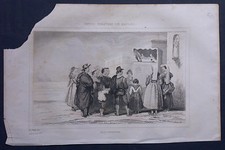 1834.Stampa/Acciaio=MARIONETTE-PUPI Piccolo Teatro=NAPOLI Italy Pittoresque.ETNA