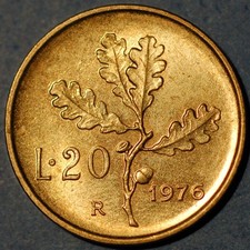 Italy 20 Lire 1976 KM# 97.2