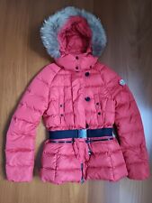 PIUMINO MONCLER BAMBINA 12 ANNI 152 CM ROSSO CON CAPPUCCIO E PELO JACKET